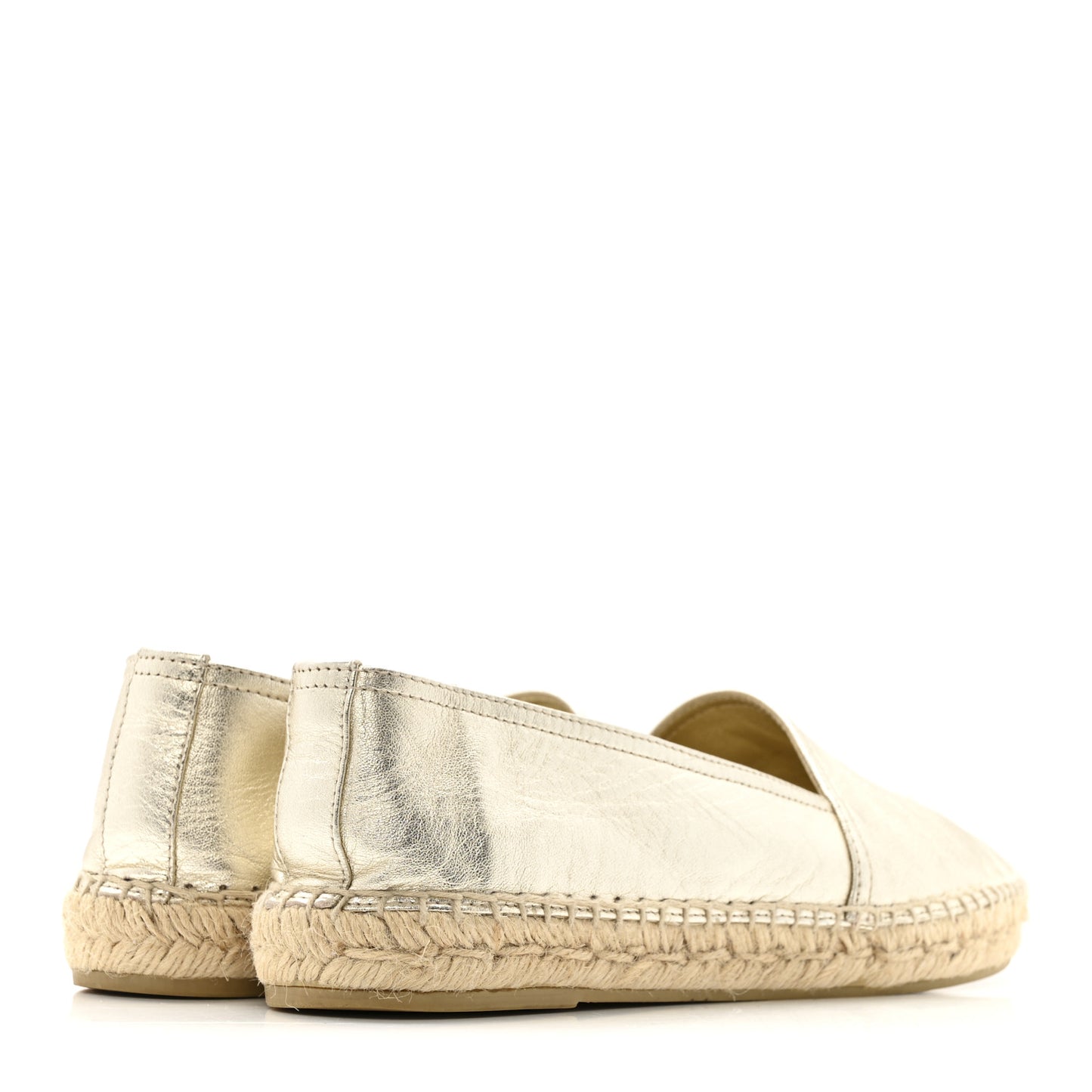 Metallic Lambskin Monogram Espadrilles 38 Platino