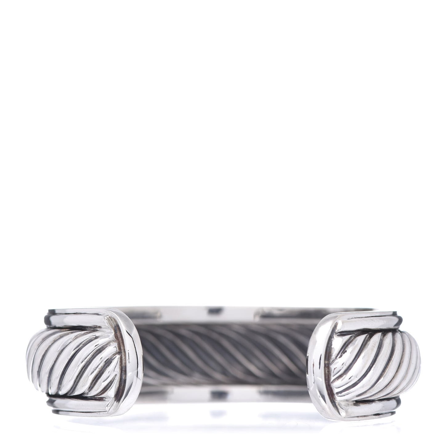 Sterling Silver Diamond 20mm Sculpted Cable Cuff Bracelet