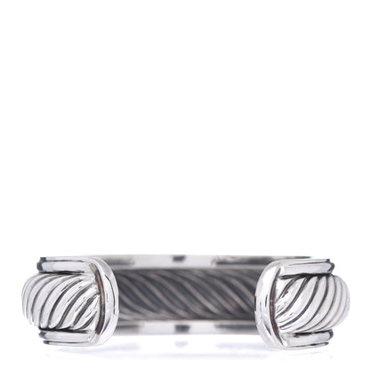 David Yurman Sterling Silver Diamond 20mm Sculpted Cable Cuff Bracelet 3 of 4