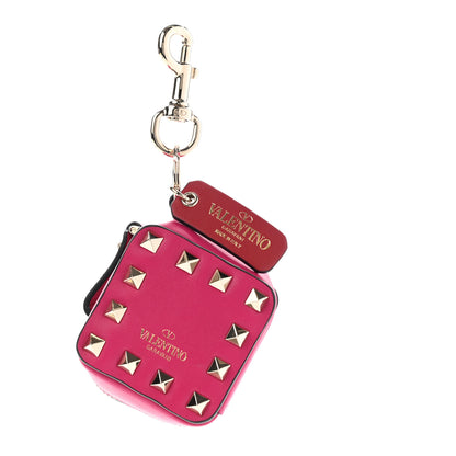 Valentino Garavani Vitello Rockstud Square Zip Coin Purse Disco Pink 1 of 7