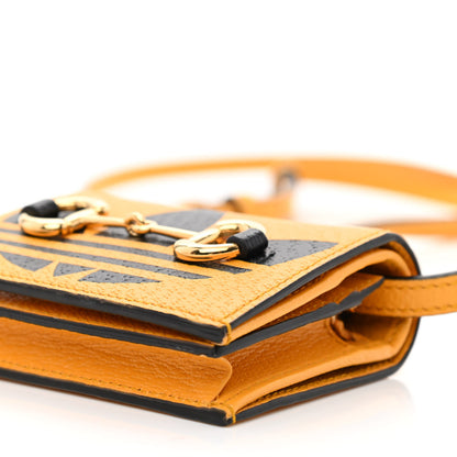 Gucci X ADIDAS Textured Dollar Calfskin Trefoil Horsebit 1955 Card Case Wallet With Strap Crop Black 11 of 11