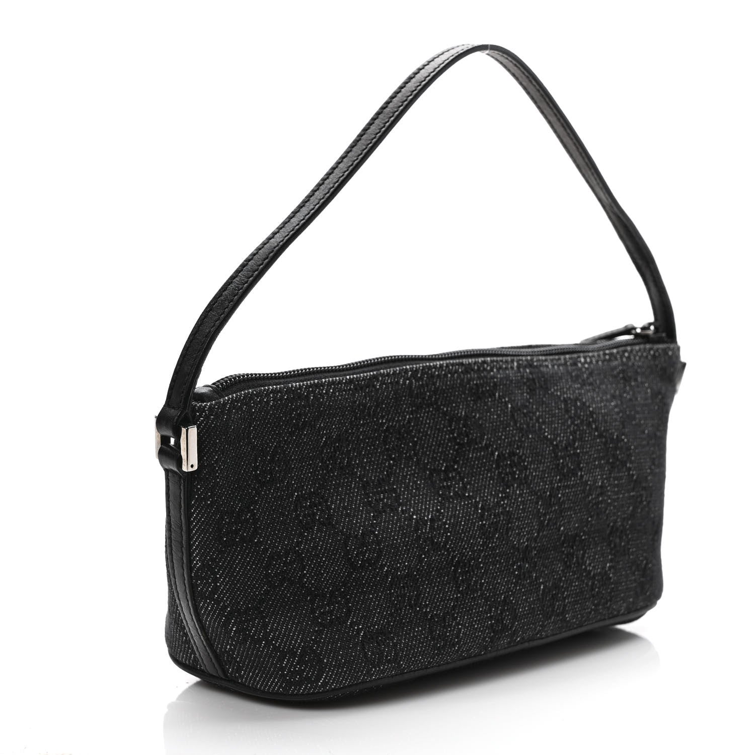Gucci Denim Monogram Boat Pochette Black 3 of 9