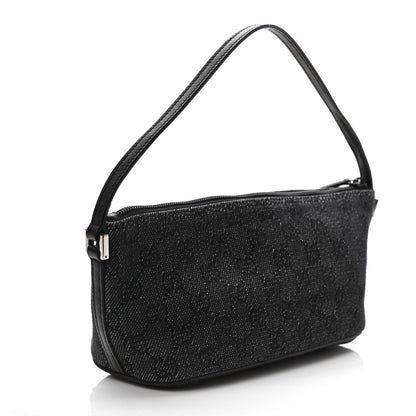 Gucci Denim Monogram Boat Pochette Black 3 of 9