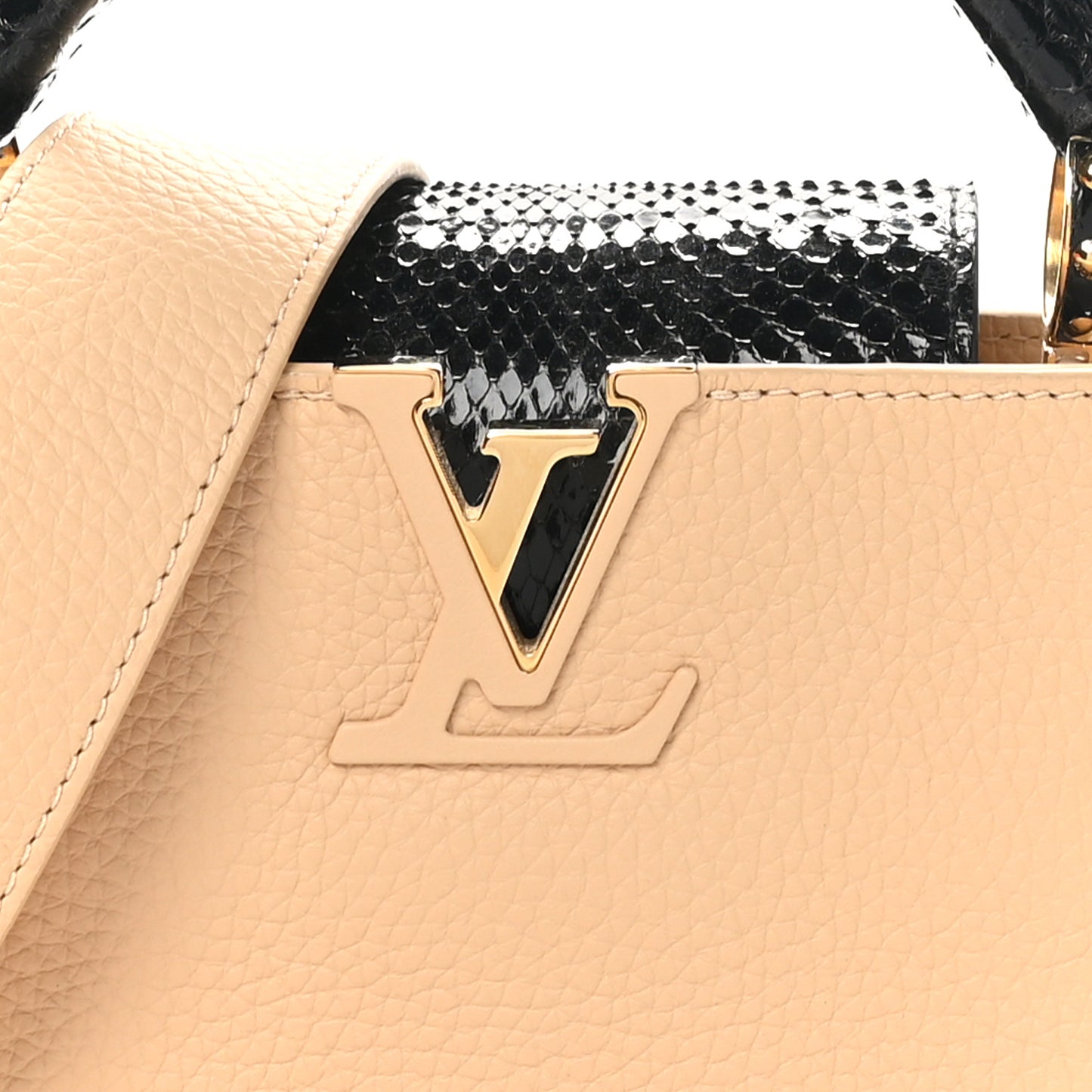 Taurillon Snakeskin Mini Capucines Beige Black