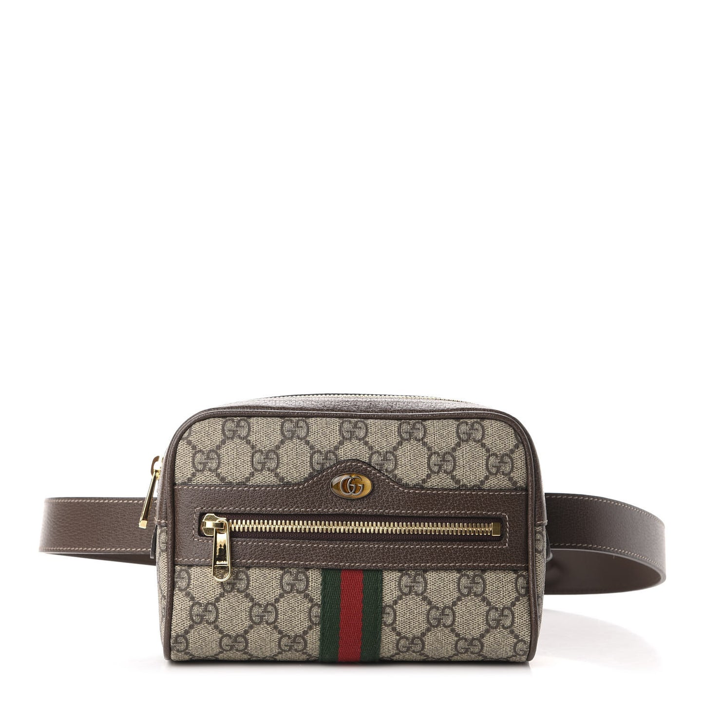 GG Supreme Monogram Web Small Ophidia Belt Bag 75 30 Dark Brown