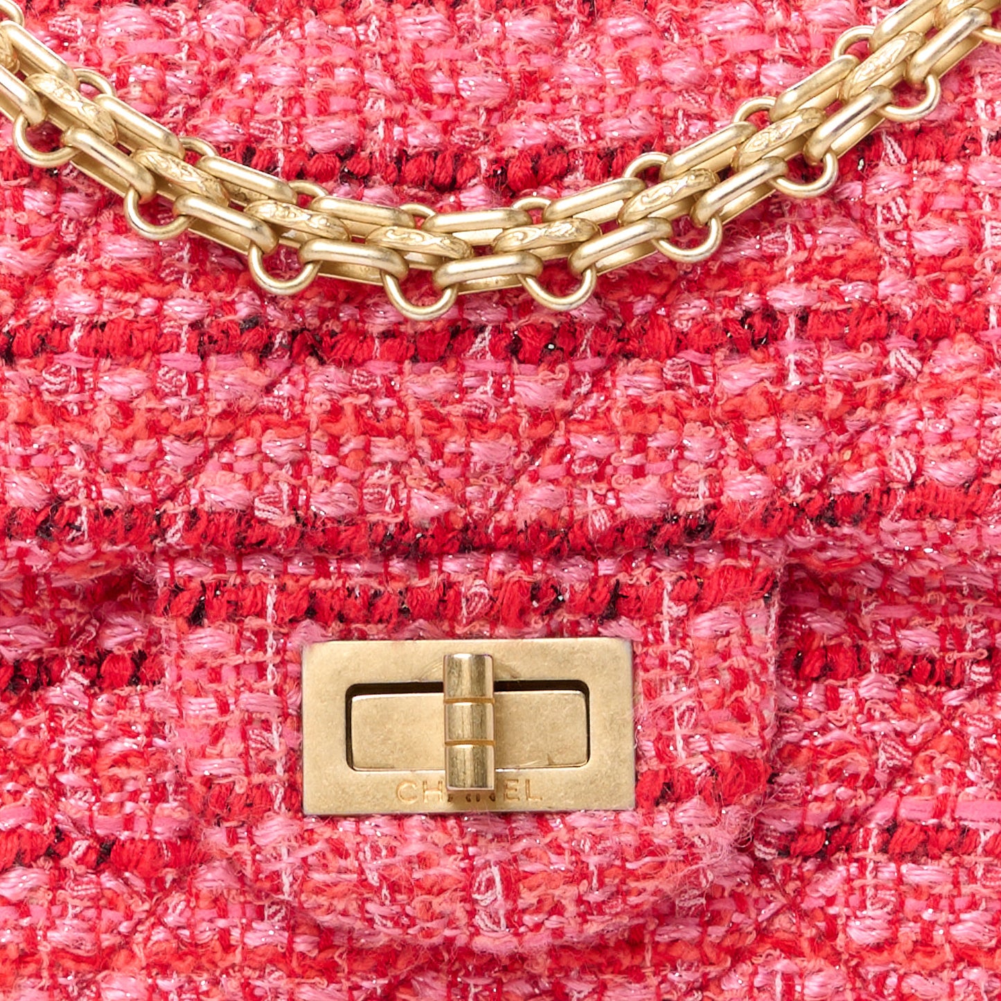 Tweed Quilted Mini 2.55 Reissue Flap Red Ecru Black