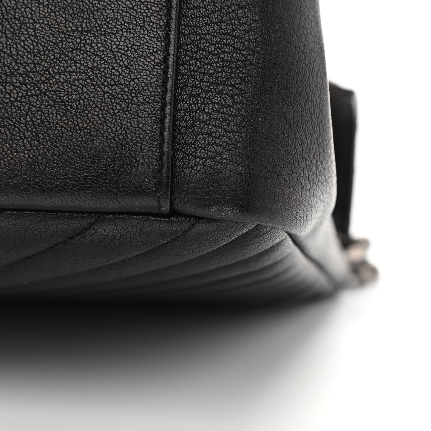 Sheepskin Matelasse Chevron Monogram Large College Satchel Black