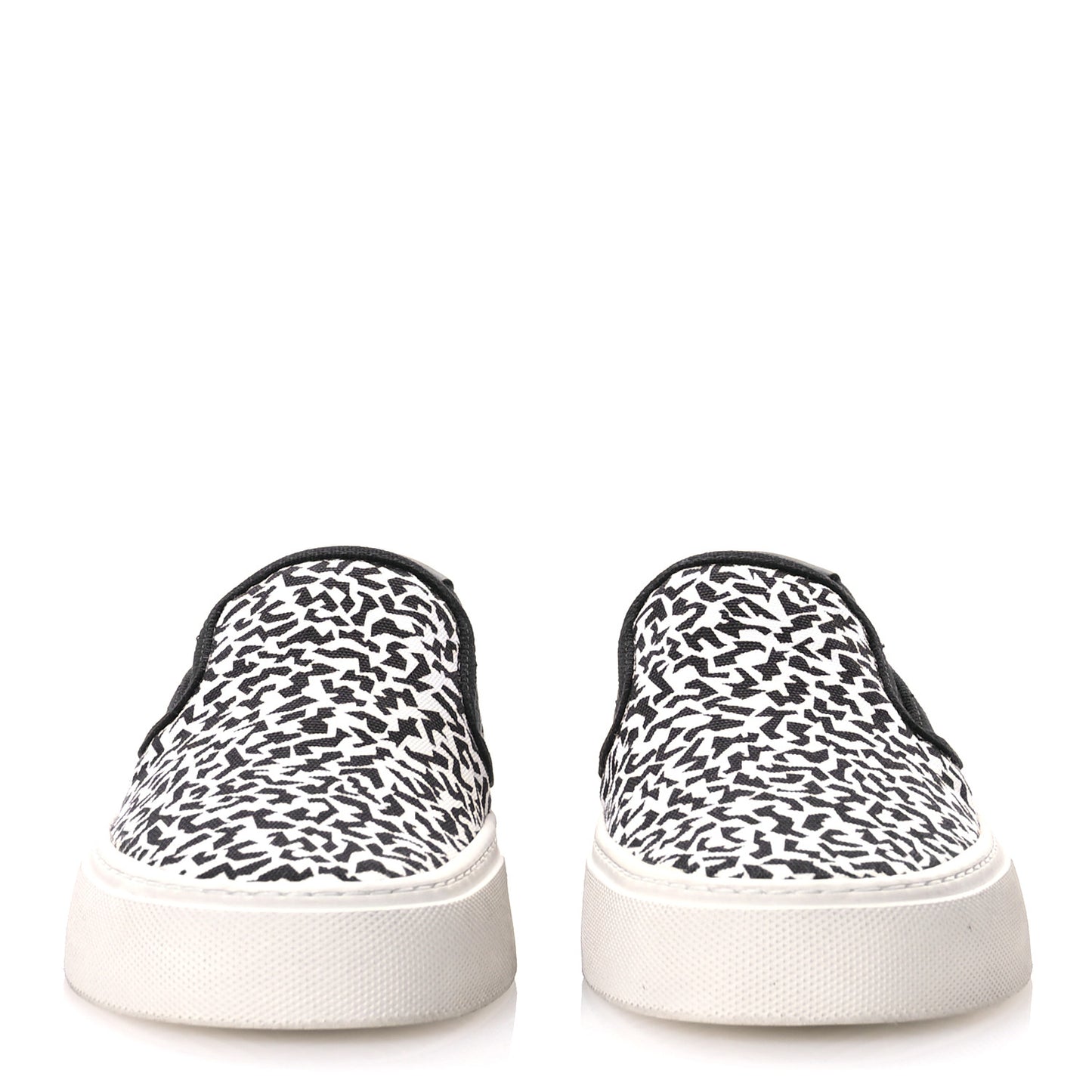 Canvas Zebra Print Venice Low T Slip On Sneakers 36 White Black
