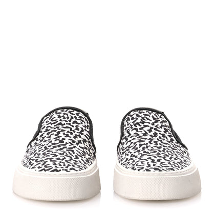 Saint Laurent Canvas Zebra Print Venice Low T Slip On Sneakers 36 White Black 3 of 8