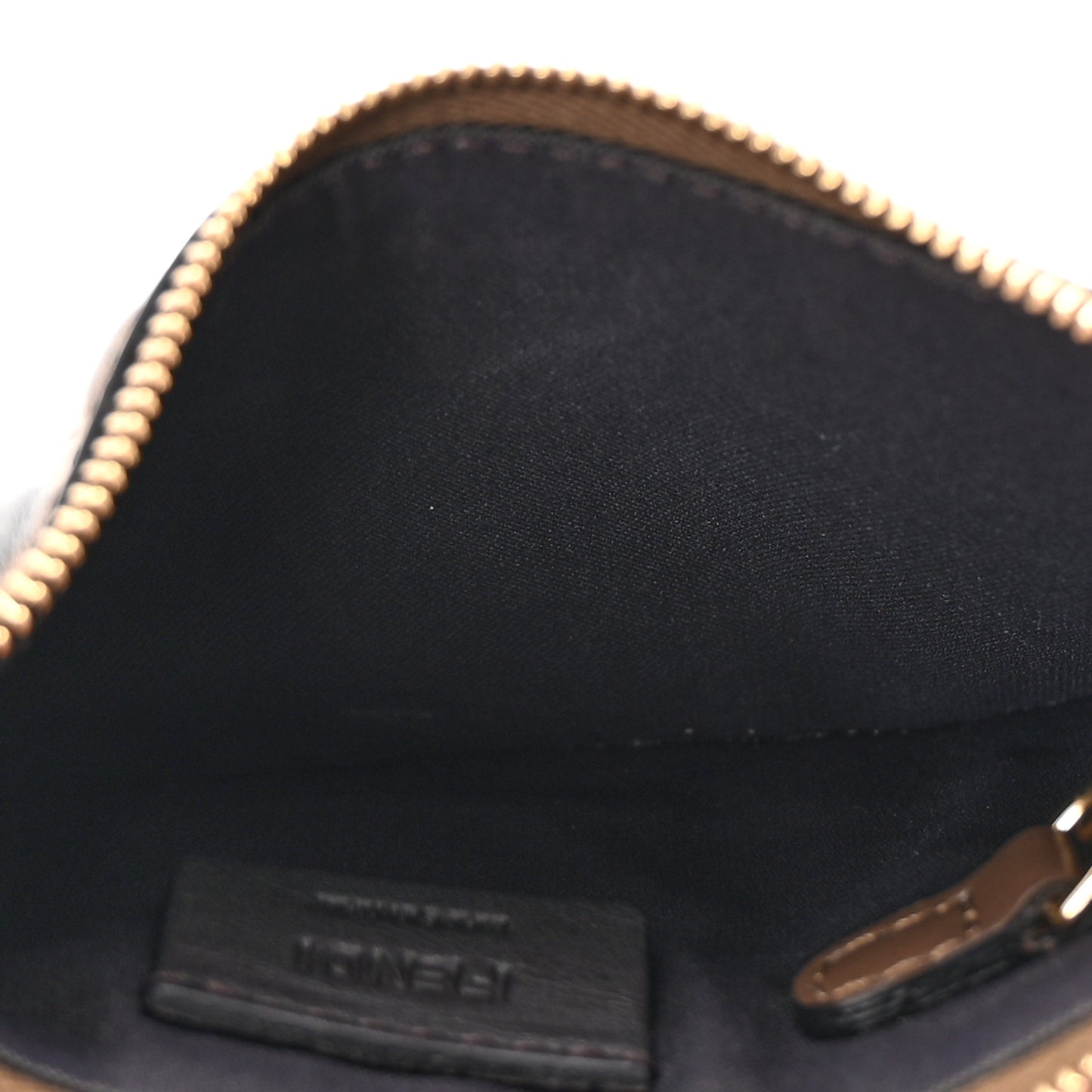 Vitello Soft F is Fendi Bi-Color FF 1974 Embossed Key Case Pouch Maya Black
