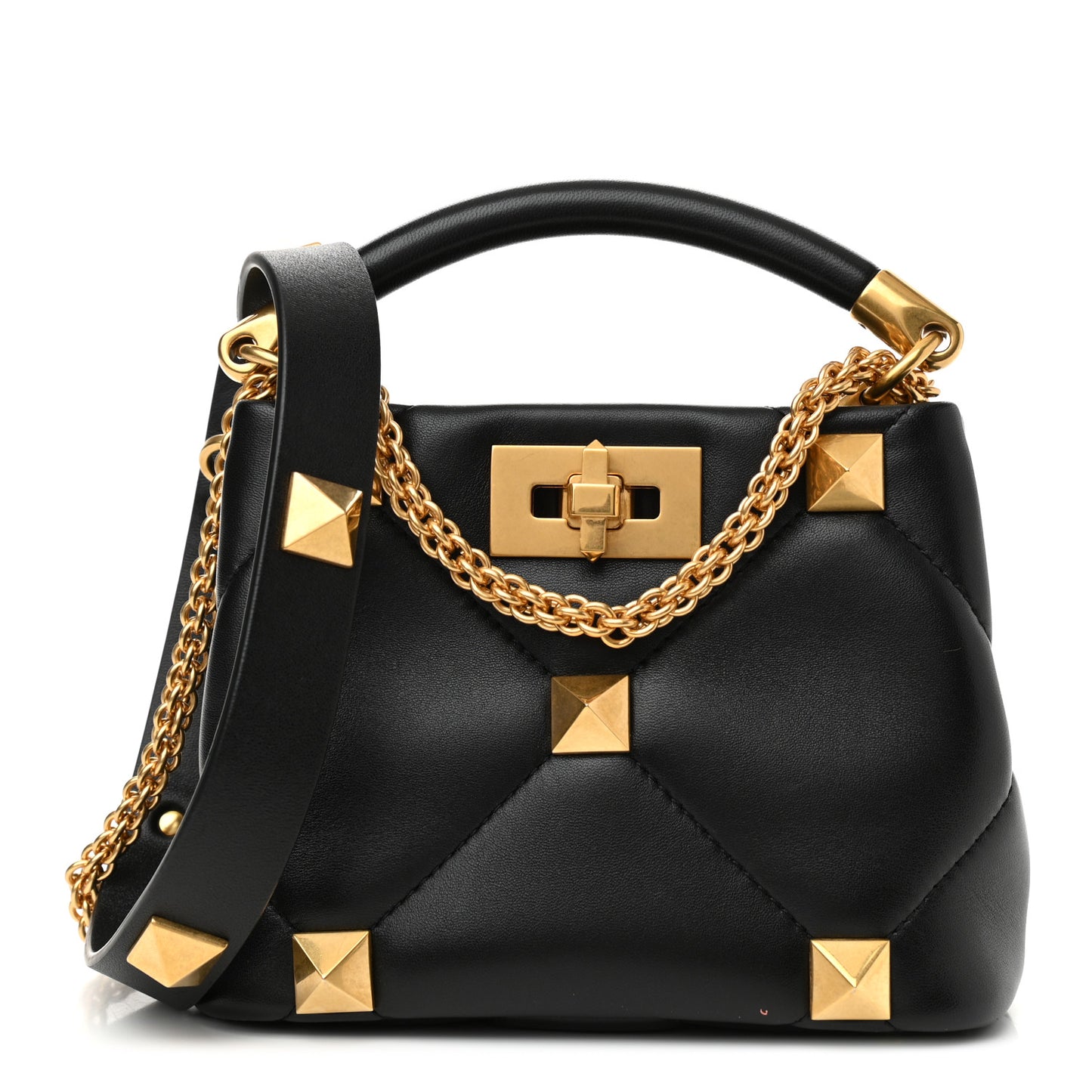 Nappa Mini Roman Stud The Handle Bag Black