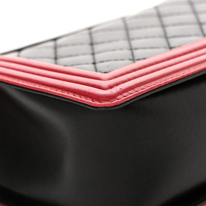 Chanel Lambskin Quilted Medium Boy Flap Black Red 12 of 19
