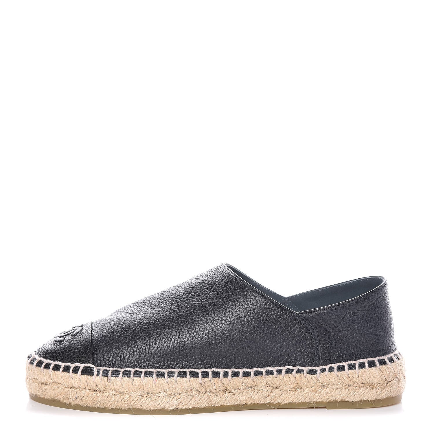 Chanel Grained Calfskin CC Espadrilles 36 Black Navy 1 of 10
