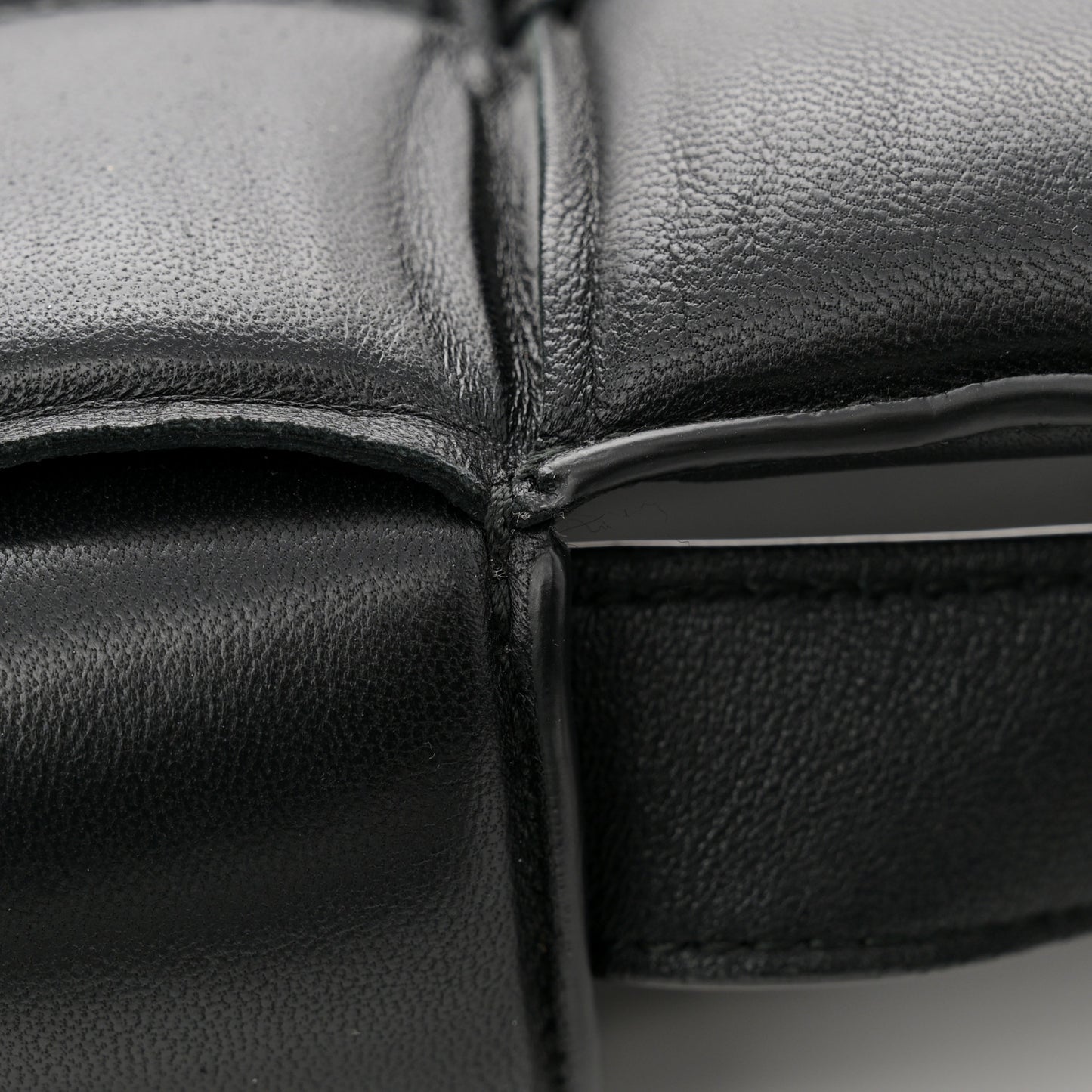 Nappa Maxi Intreccio Padded Cassette Crossbody Bag Black