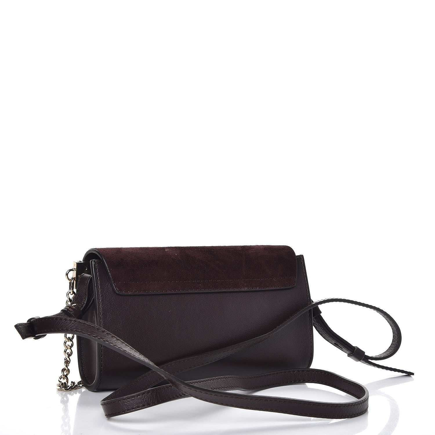 Chloe Suede Calfskin Mini Faye Shoulder Bag Carbon Brown 3 of 7