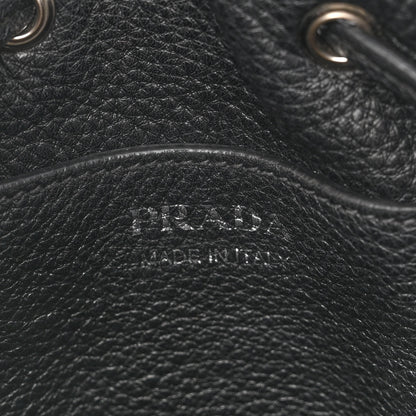 Prada Vitello Daino Drawstring Bucket Black 5 of 10