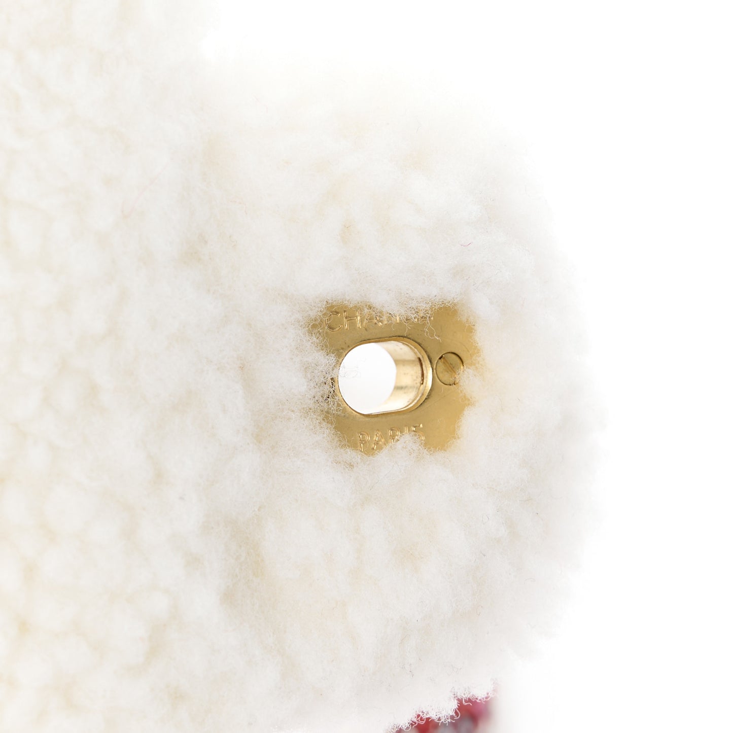 Tweed Shearling Quilted Large CC Flap Bag Red