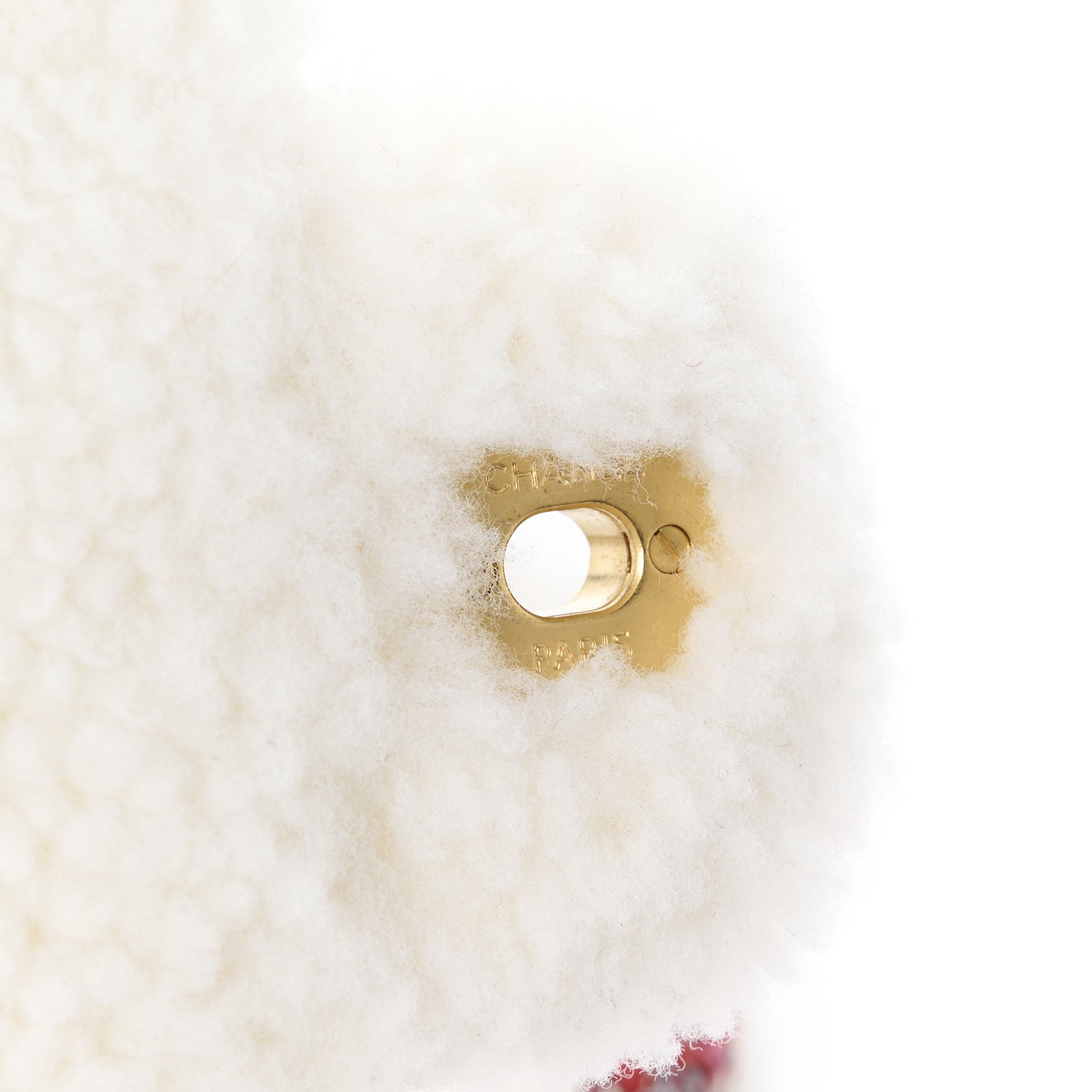 Chanel Tweed Shearling Quilted Large CC Flap Bag Red 7 of 11