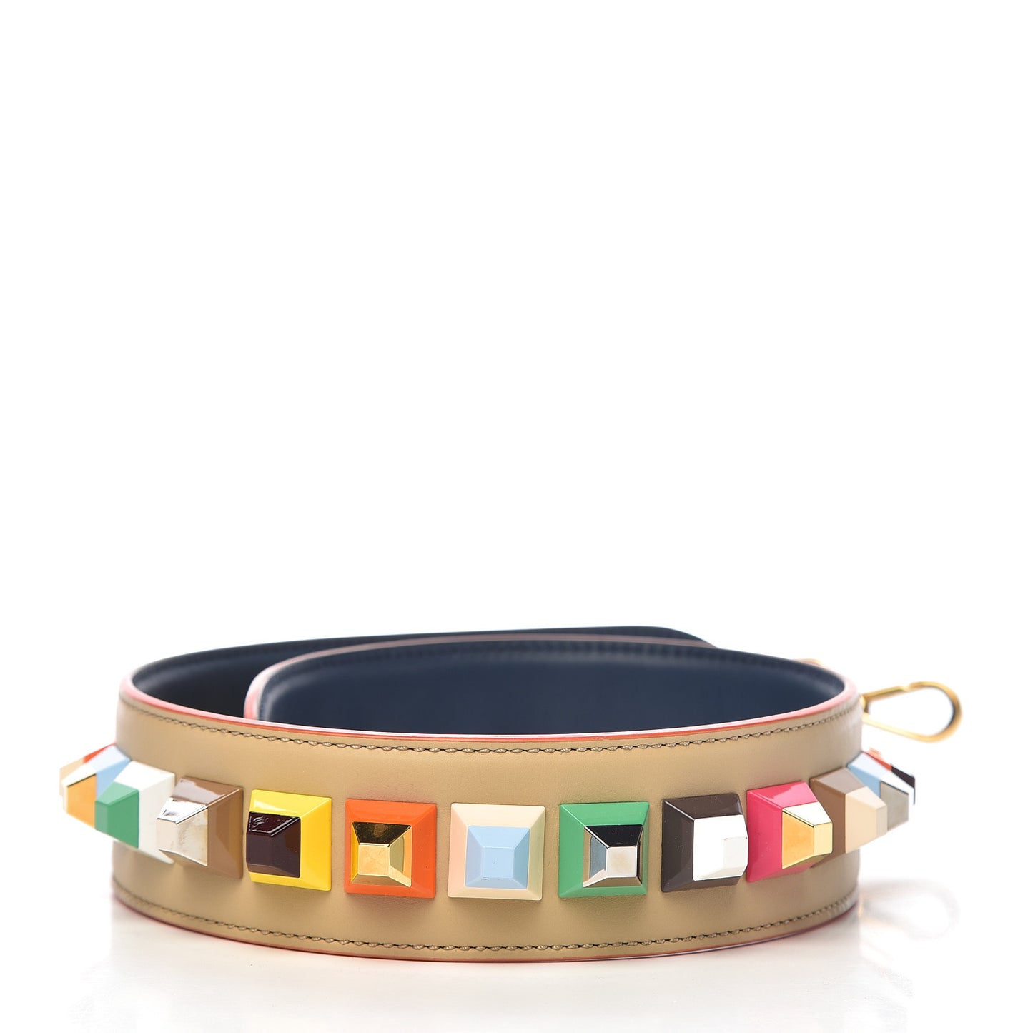 Vitello Century Plexiglass Bi-Color Studded Strap You Amido Blu Scuro