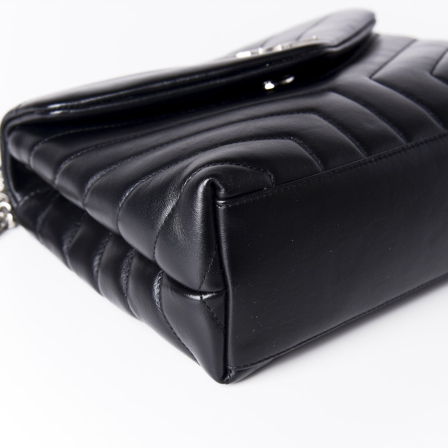 Saint Laurent Calfskin Y Quilted Monogram Small Loulou Chain Satchel Black 8 of 9