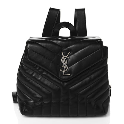 Saint Laurent Calfskin Y Quilted Monogram Small Loulou Backpack Black 1 of 10
