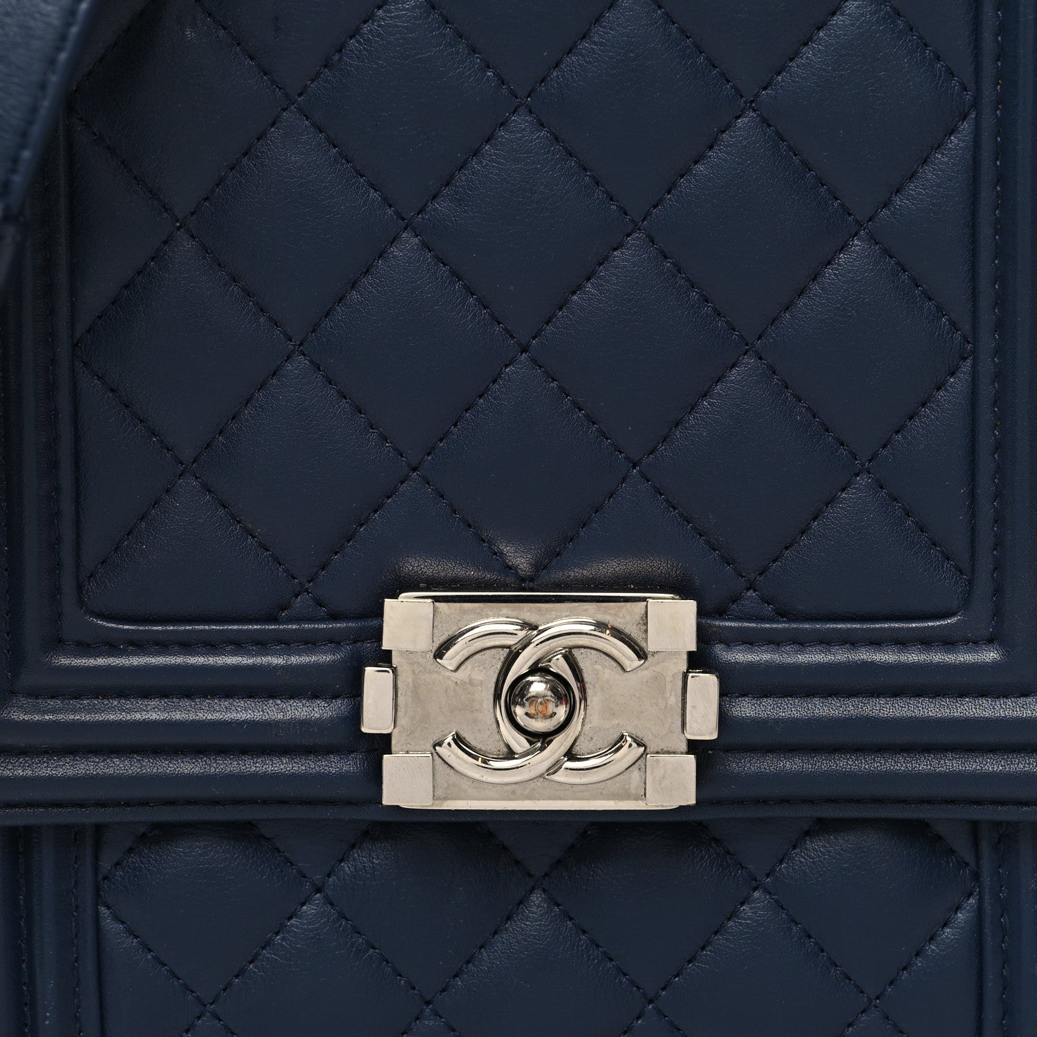 Chanel Calfskin Quilted North South Boy Flap Navy 7 of 12