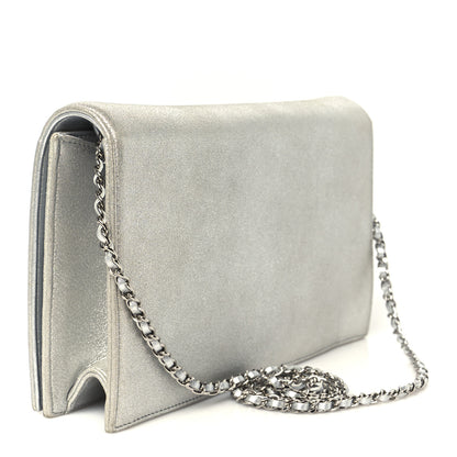 Chanel Metallic Goatskin Strass CC Clutch With Chain Silver 2 of 9