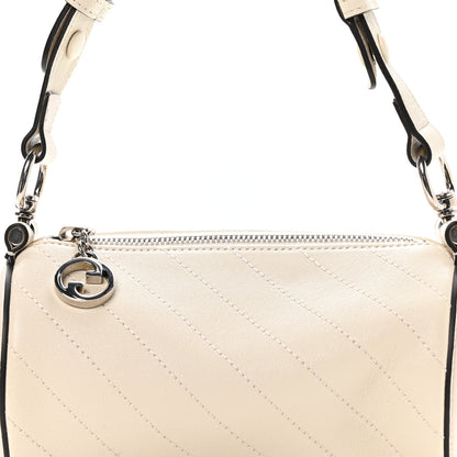 Gucci Sakai Be Green Calfskin Diagonal Stitched Mini Blondie Barrel Shoulder Bag Mystic White 8 of 10