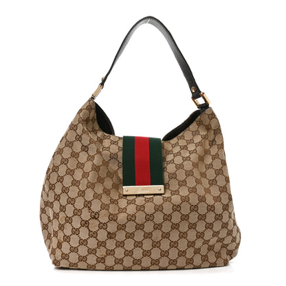 Gucci Monogram Large New Ladies Web Hobo Dark Brown 1 of 11