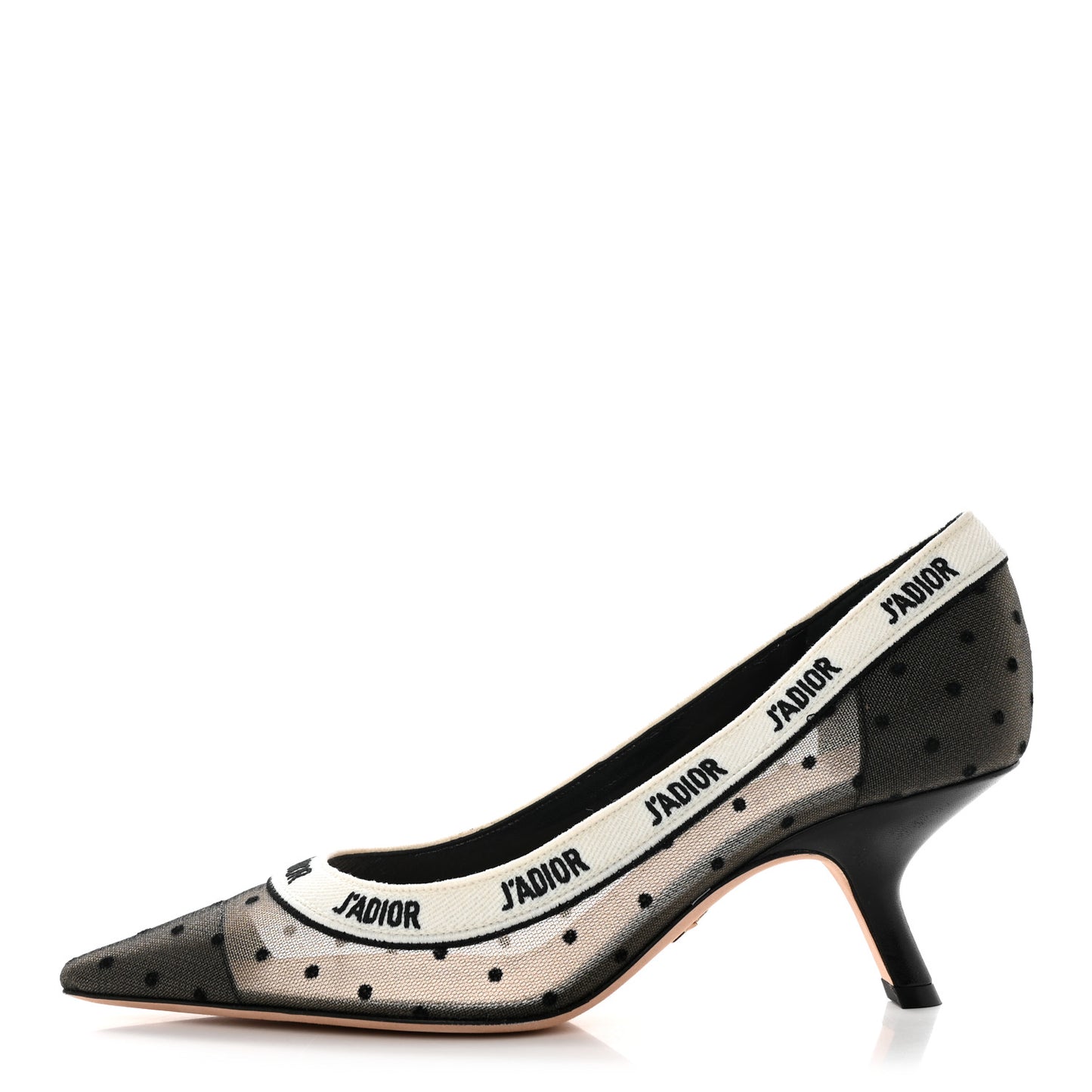 Plumetis Ribbon J'Adior 65mm Pumps 38.5 Black Nude