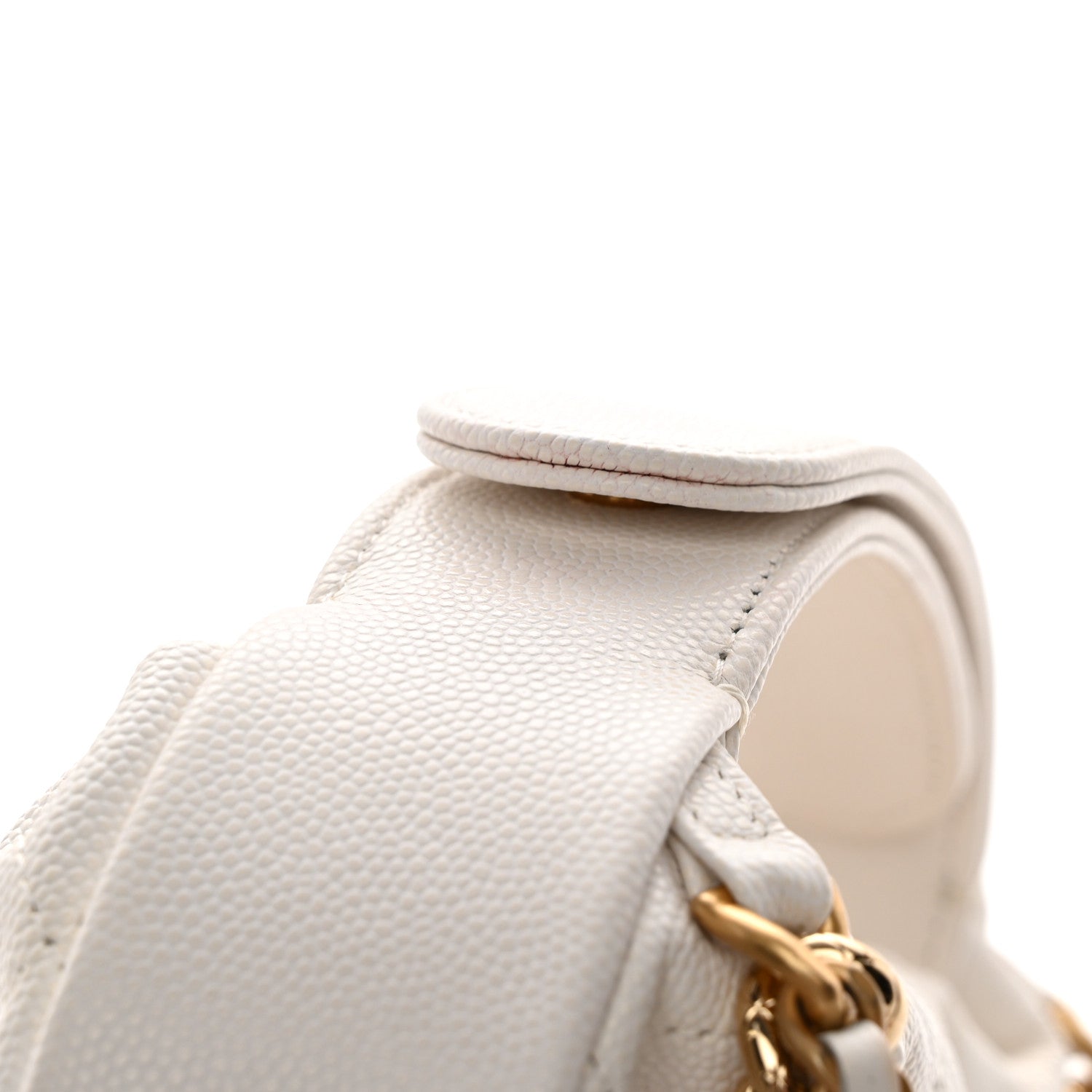 Chanel Shiny Caviar Quilted Bow Pouch Hobo White 12 of 13