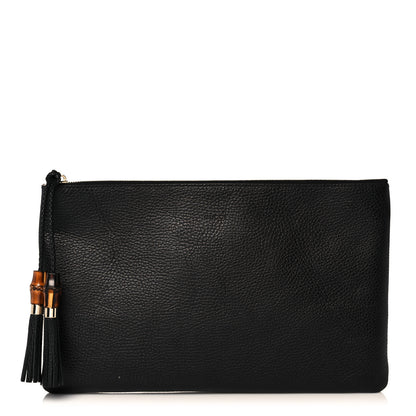 Gucci Pebbled Calfskin Large Bamboo Clutch Black 1 of 10