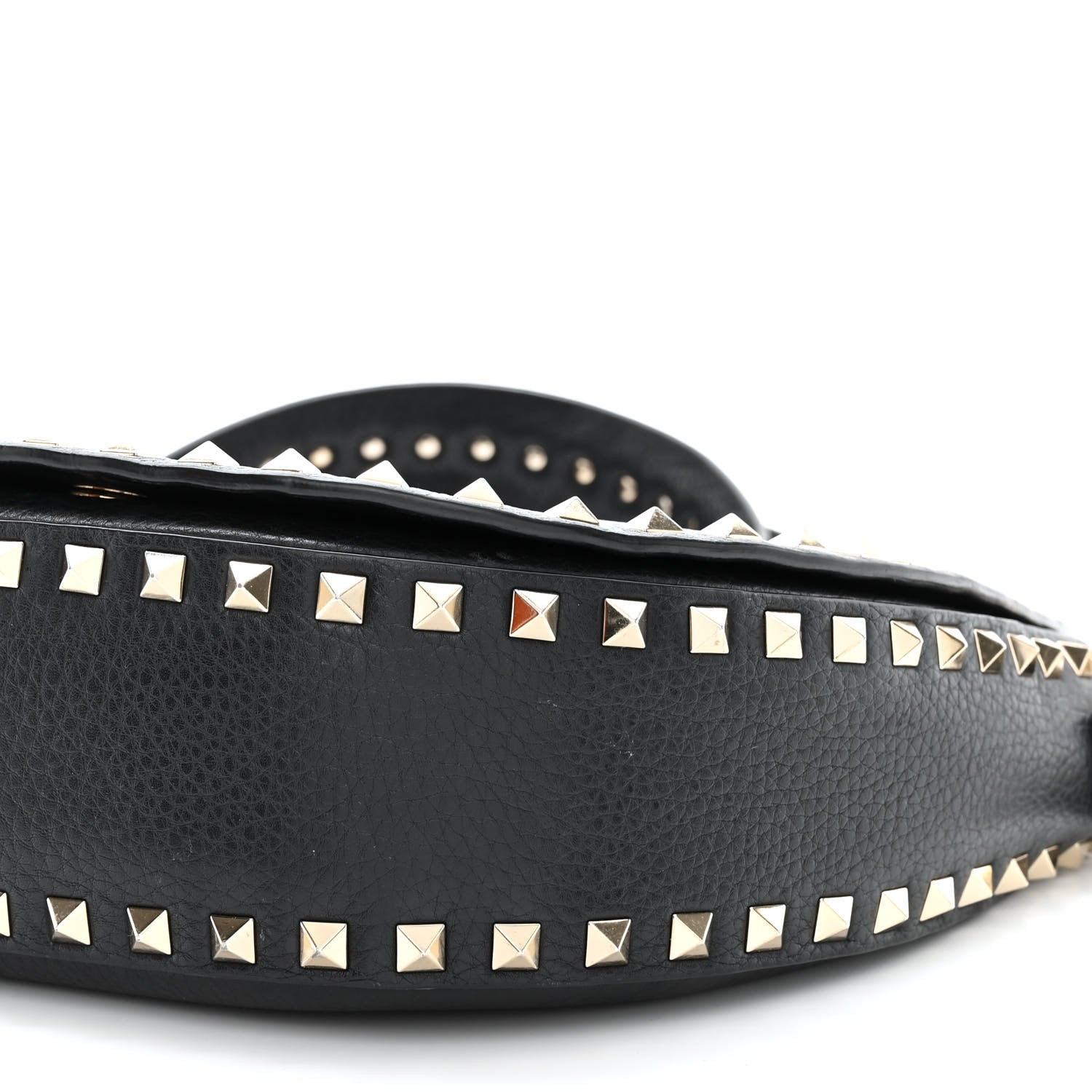 Valentino Garavani Grained Calfskin Rockstud Saddle Bag Black 10 of 12