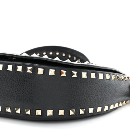 Valentino Garavani Grained Calfskin Rockstud Saddle Bag Black 10 of 12