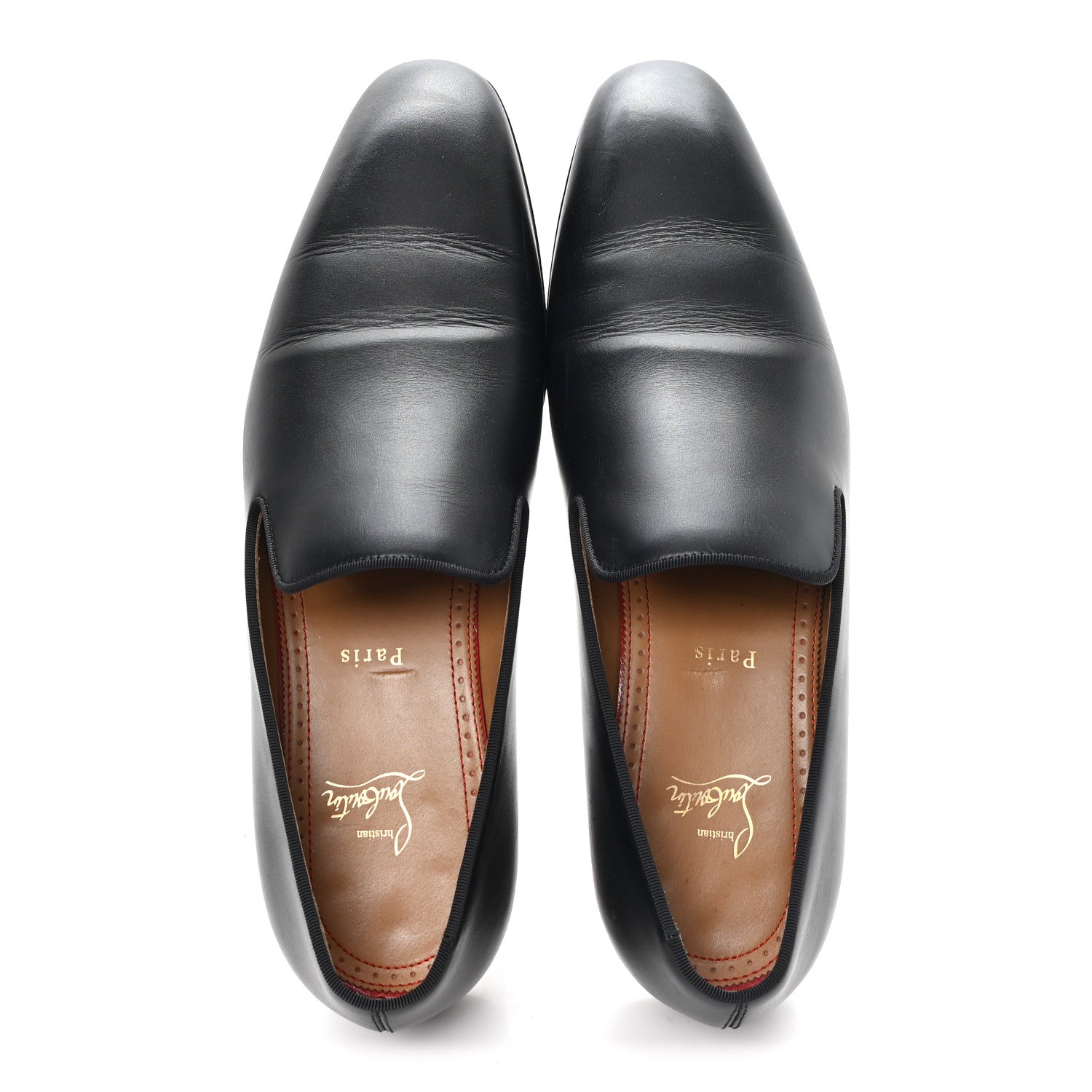 Christian Louboutin Mens Calfskin Brosse Dandelion Flat Loafers 43.5 Black 2 of 8