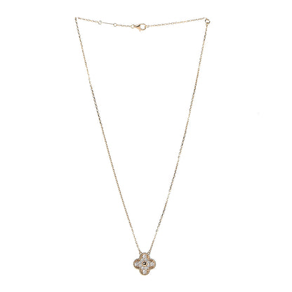 Van Cleef & Arpels 18K Yellow Gold Diamond Vintage Alhambra Pendant Necklace 3 of 8