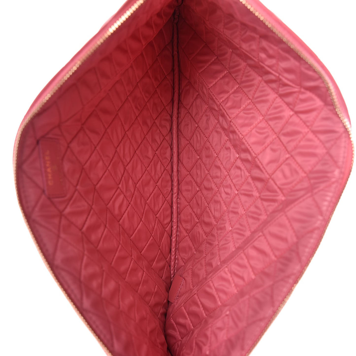 Lambskin Quilted Large Casino Beauty CC Cosmetic Case Fuchsia
