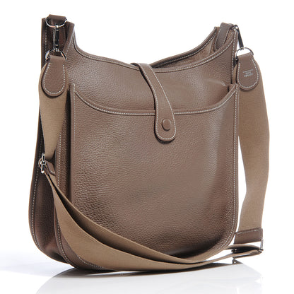 Hermes Taurillon Clemence Evelyne III GM Etoupe 3 of 9