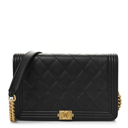 Chanel Caviar Quilted Boy Wallet On Chain WOC Black 1 of 10
