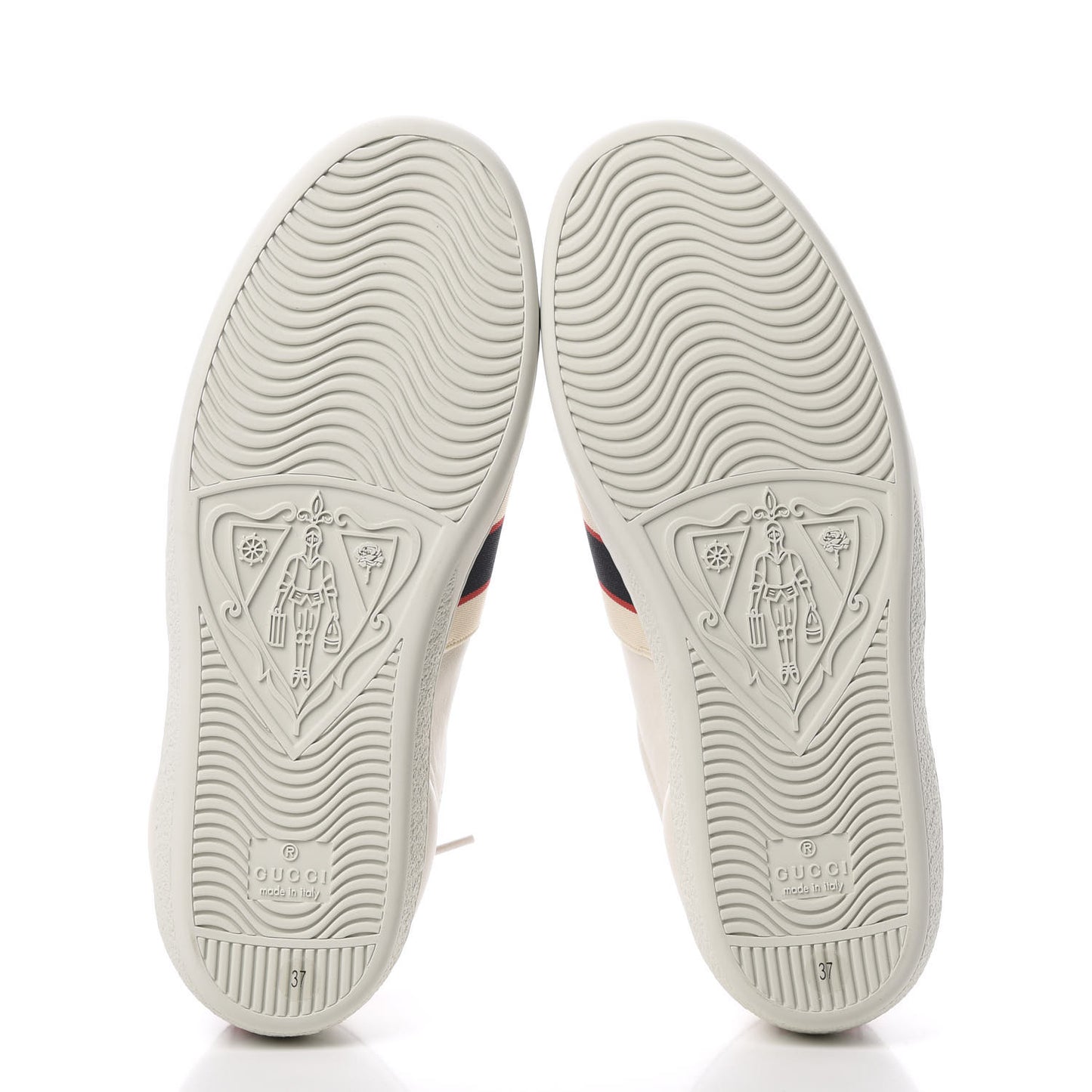 Calfskin Stripe Womens New Ace Sneakers 37 New Mystic White Ecru Red Flame