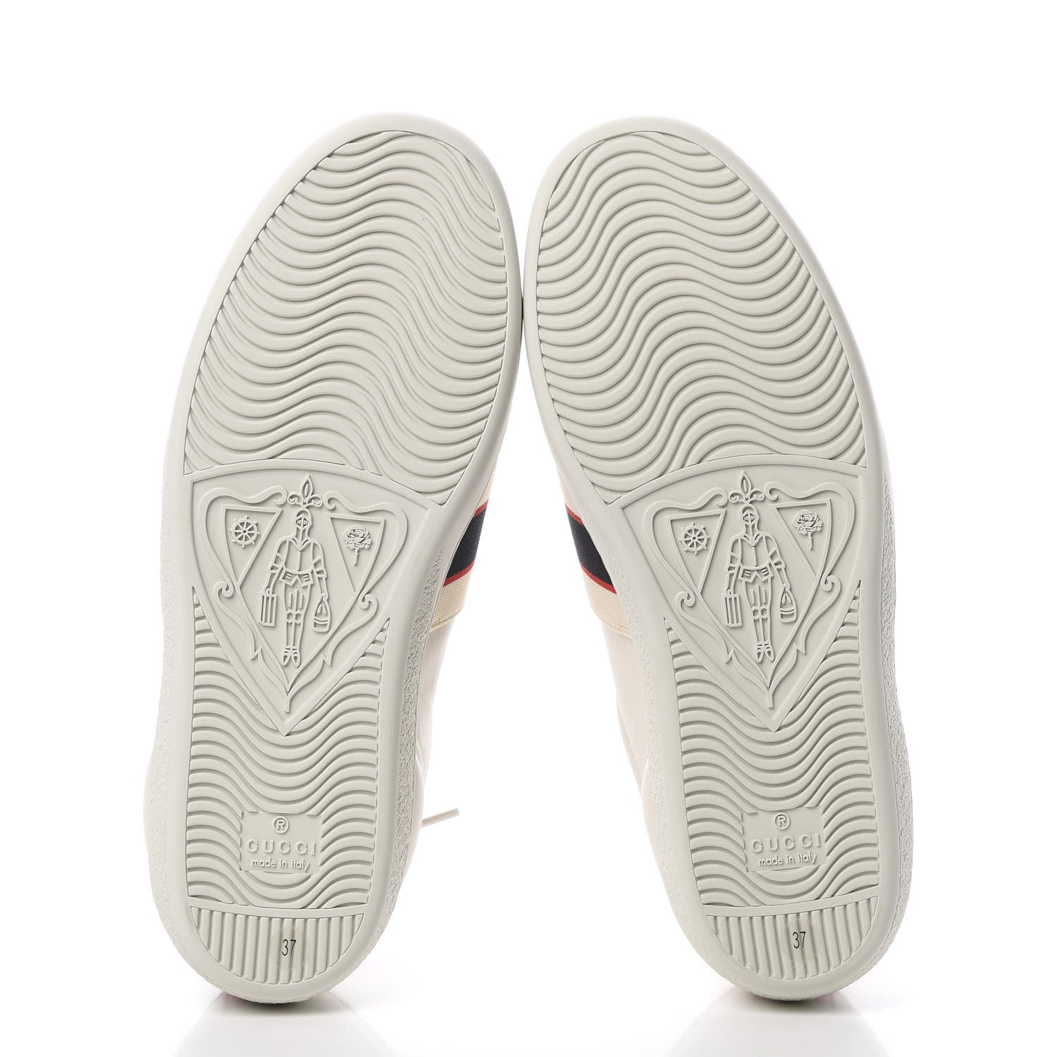 Gucci Calfskin Stripe Womens New Ace Sneakers 37 New Mystic White Ecru Red Flame 5 of 8