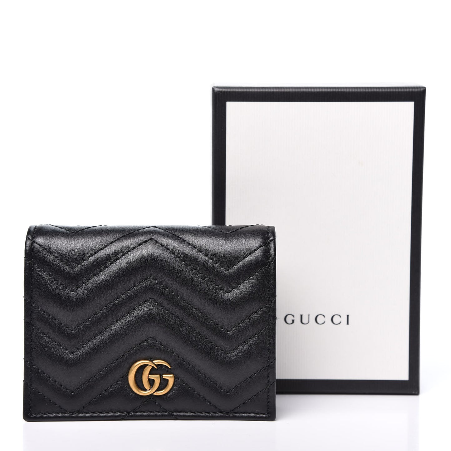 Calfskin Matelasse GG Marmont Card Case Wallet Black