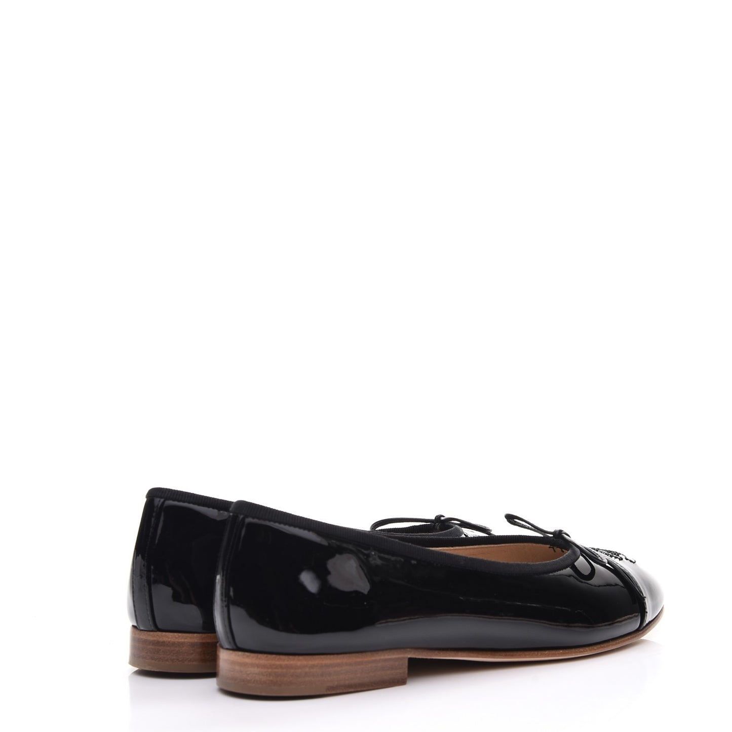 Patent CC Cap Toe Ballerina Flats 35.5 Black