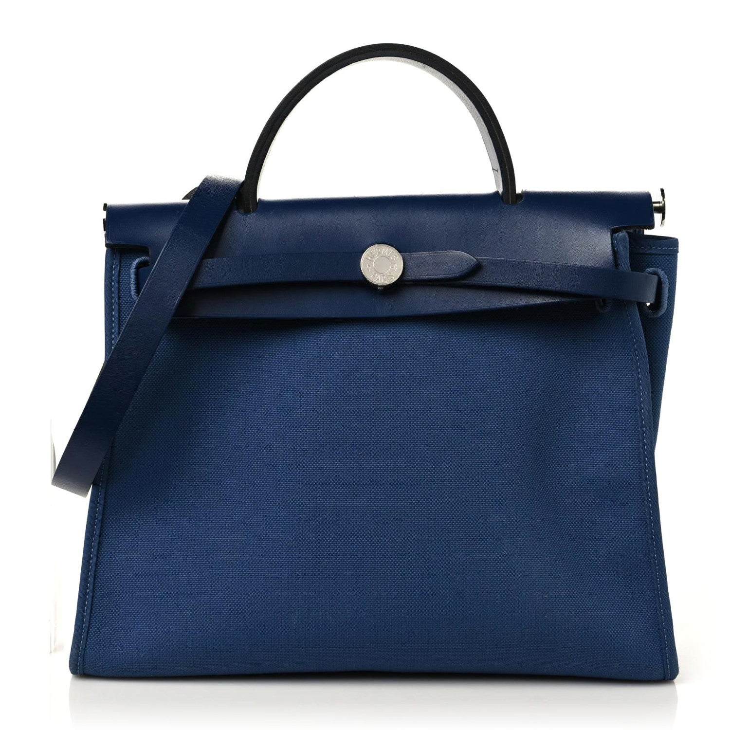 Hermes Vache Hunter Toile Militaire Herbag Zip 31 PM Bleu Brighton Bleu Saphir 1 of 11