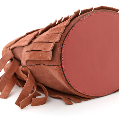 Burberry Suede Fringe Mini Bucket Bag Russet Pink 10 of 11