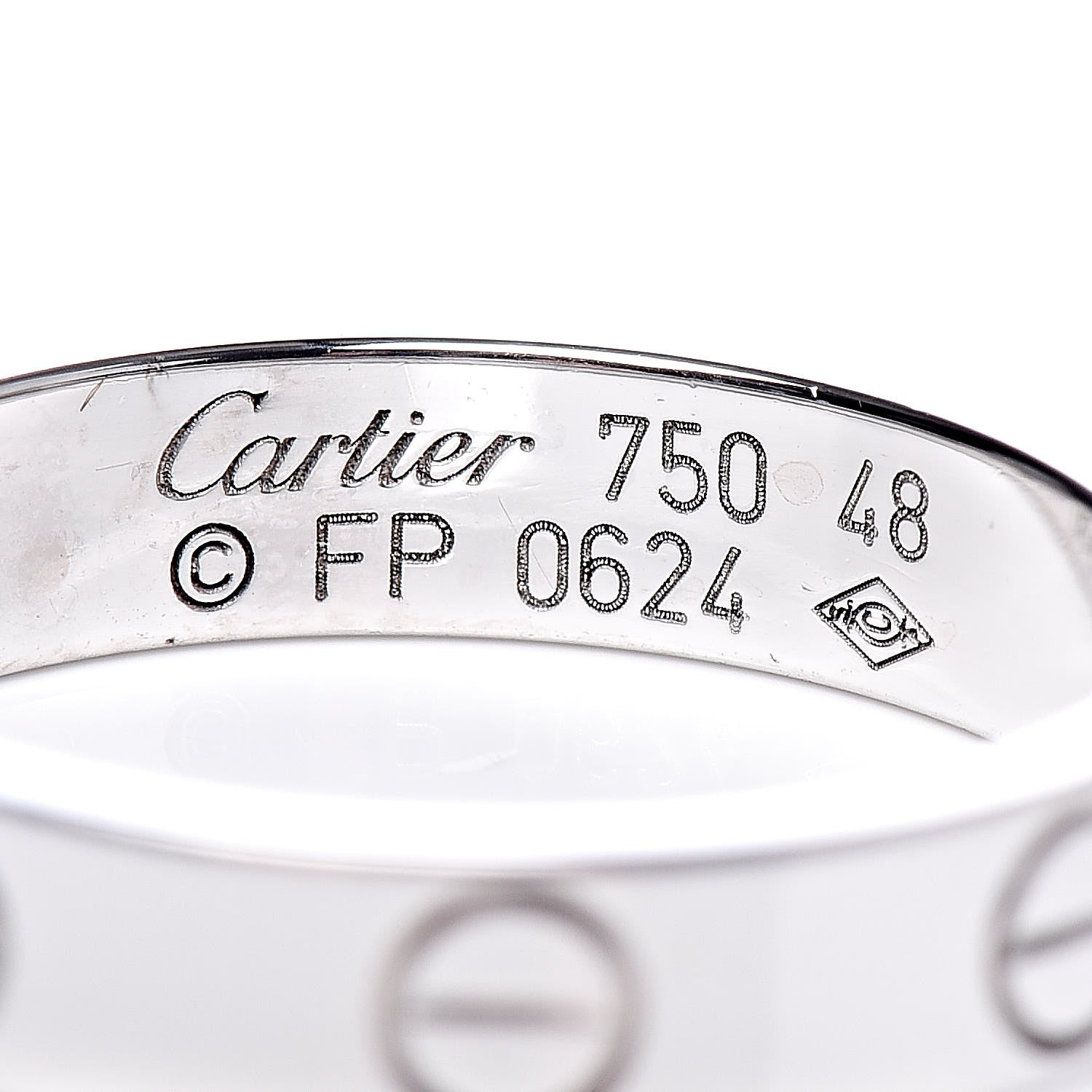 Cartier 18K White Gold 3.5mm LOVE Wedding Band Ring 48 4.5 4 of 4