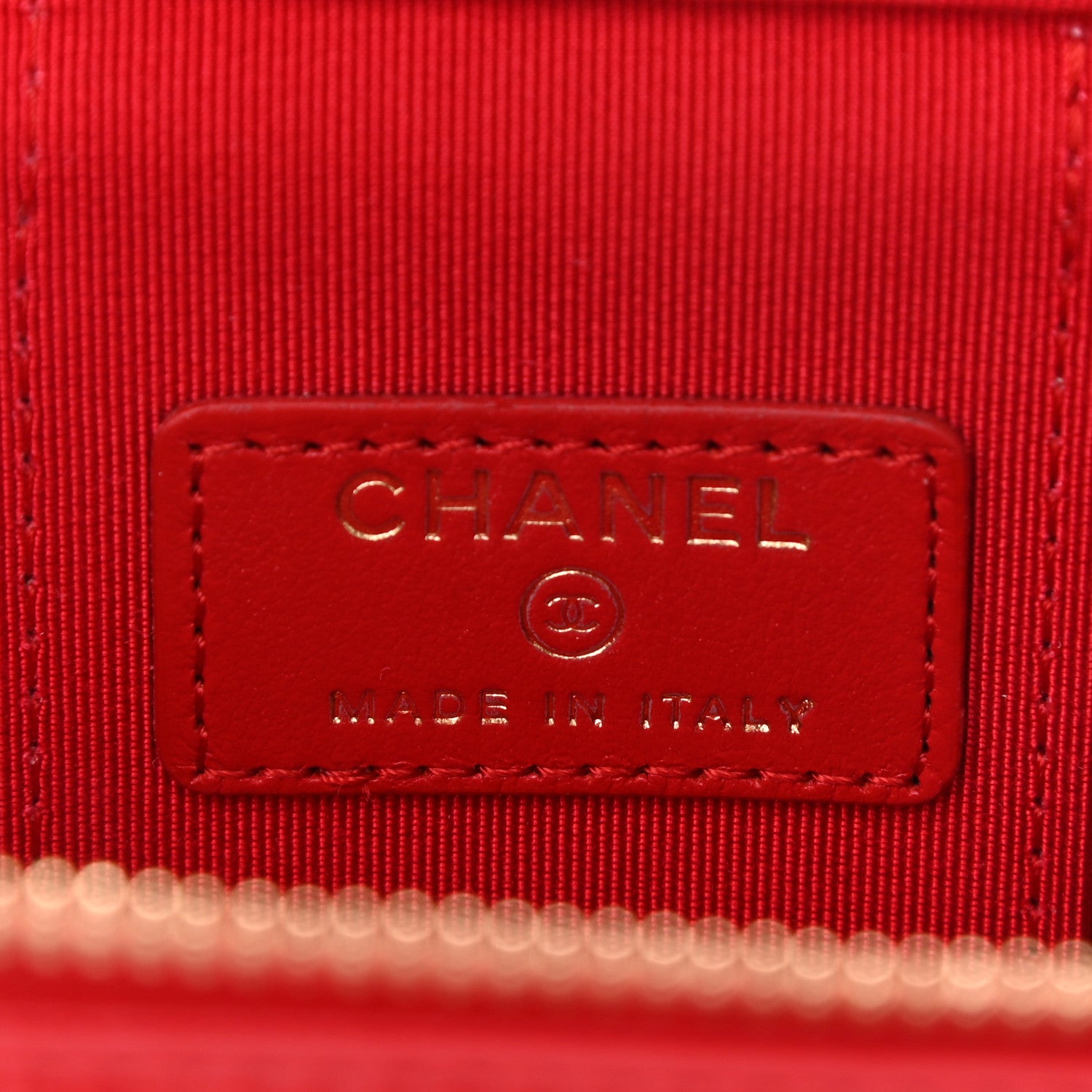 Chanel Lambskin Camellia Embossed Mini Vanity Case With Chain Red 5 of 10