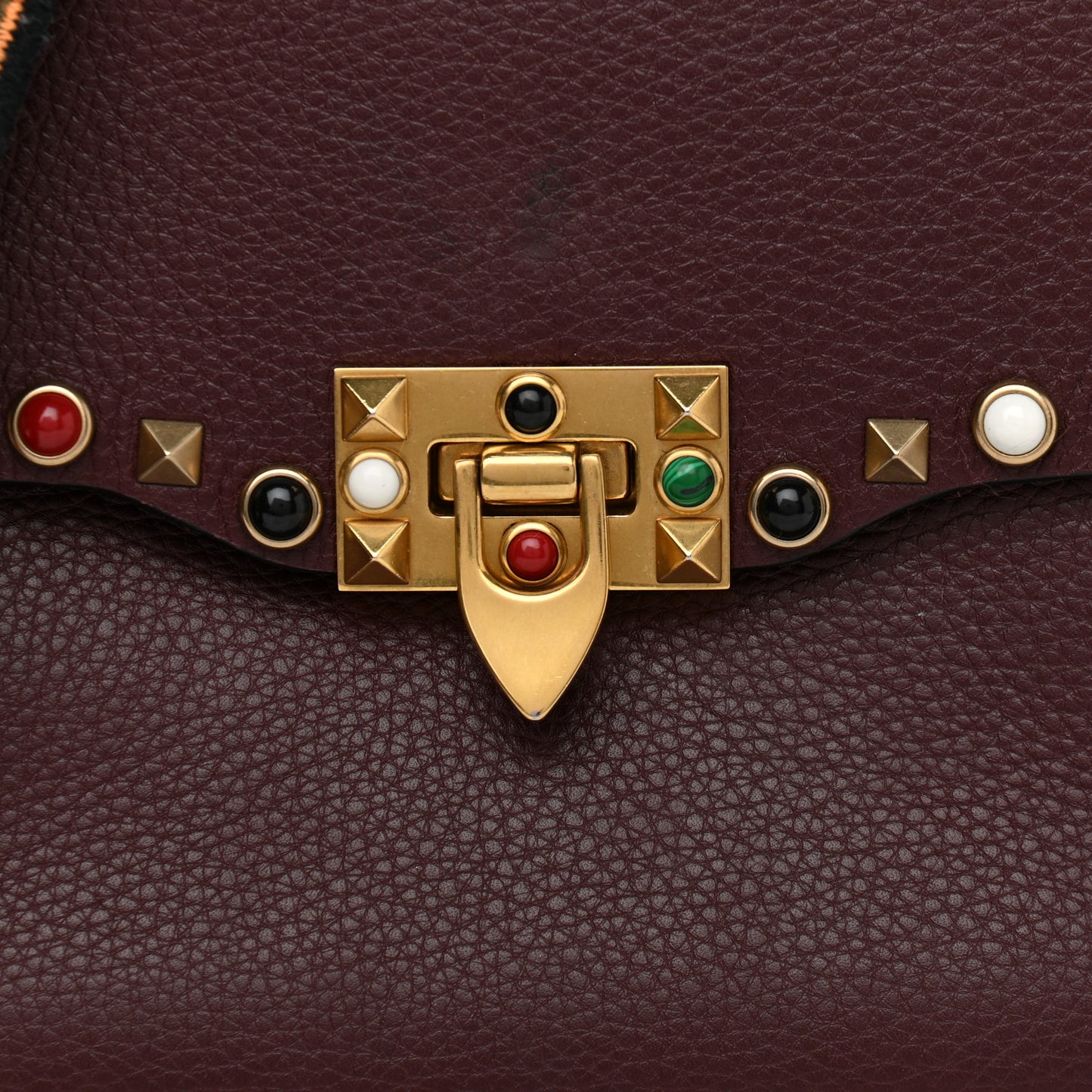 Calfskin Enchanted Wonderland Medium Guitar Strap Rockstud Rolling Flap Saddle Bag Rubin