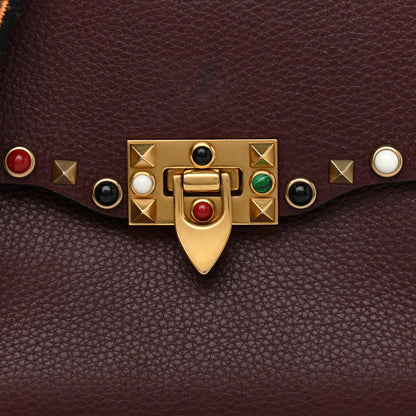 Valentino Garavani Calfskin Enchanted Wonderland Medium Guitar Strap Rockstud Rolling Flap Saddle Bag Rubin 8 of 15
