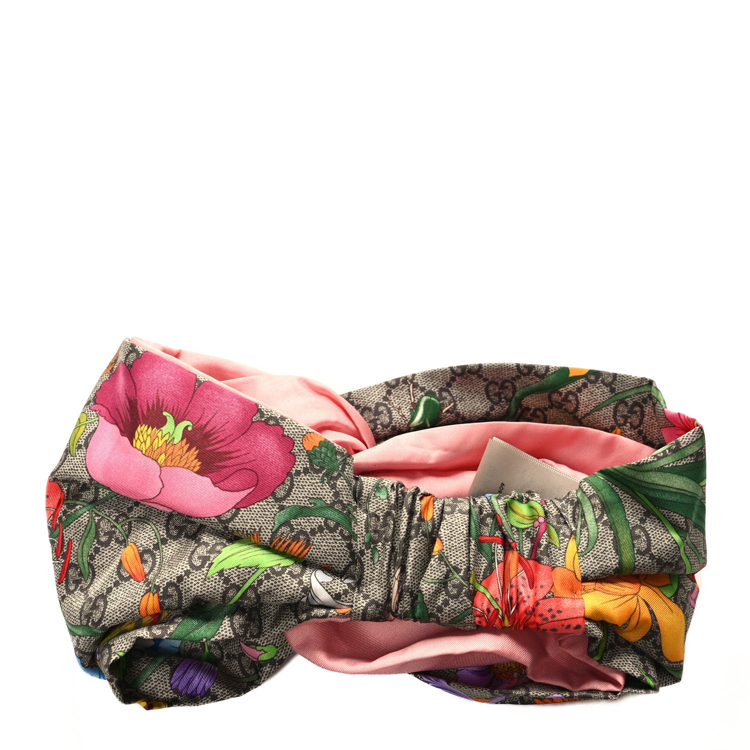 Gucci Silk Monogram Flora Print Headband M Pink 2 of 5